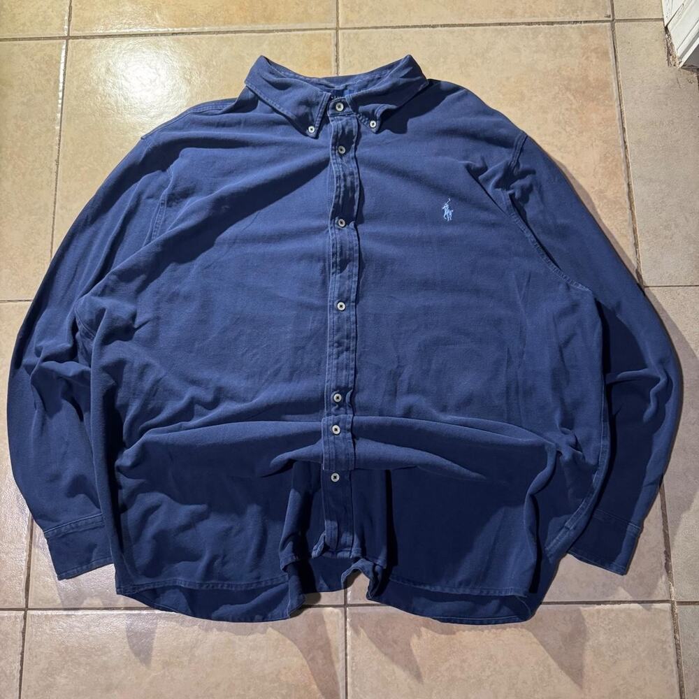 Vintage y2k navy blue ralph Polo Button Up Size 3XL in Mens